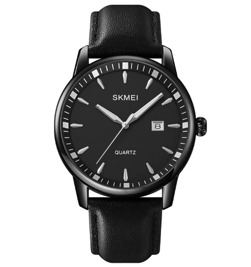 Skmei 2121 Luxury Customized Watch for Men Bracelet Set Quartz Wristwatches Black Leather Business Boy Gift Reloj Hombre