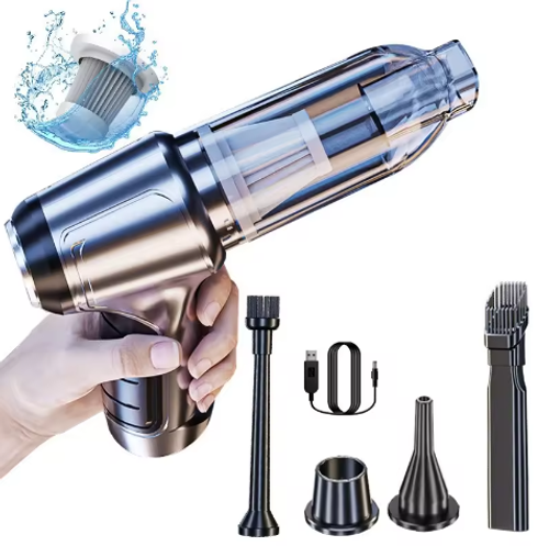 High Power Cordless Car Vacuum Cleaner Portable Dual Filter Strong Suction ABS Material Rechargeable for Dry Cleaning