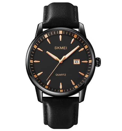 Skmei 2121 Luxury Customized Watch for Men Bracelet Set Quartz Wristwatches Black Leather Business Boy Gift Reloj Hombre