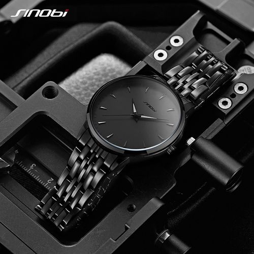 SINOBI Classic Men's Quartz Watches Life Waterproof PVD Black Plating Hot Selling Products Russian Watch Ready To Ship