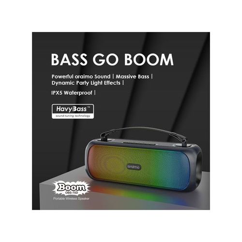 REMAX Boom Powerful Sound Massive Bass Dynamic Light Effects Portable Wireless Speaker - Black