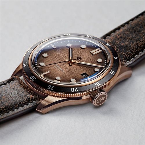 2024 FFLIND factory OEM high quality  luxury fashion  super luminous genuine leather reloj men vintage brass watches