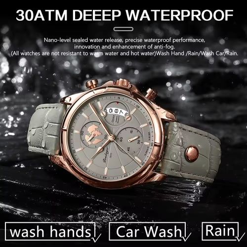 POEDAGAR 9898 Original Quartz Movement Three Pointers Fashion Wristwatch Luxury Luminous Hands Water Resistant For Men's Watches