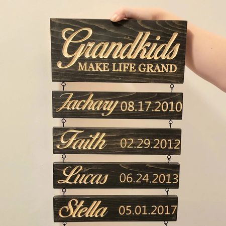 Personalized Engraved Grandchildren Hanging Sign