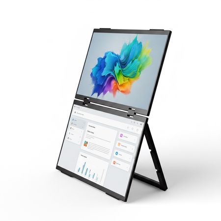 14 Inch Dual Screen Portable Monitor - 1920x2400 Stacked Laptop Display with Dual Mini HDMI