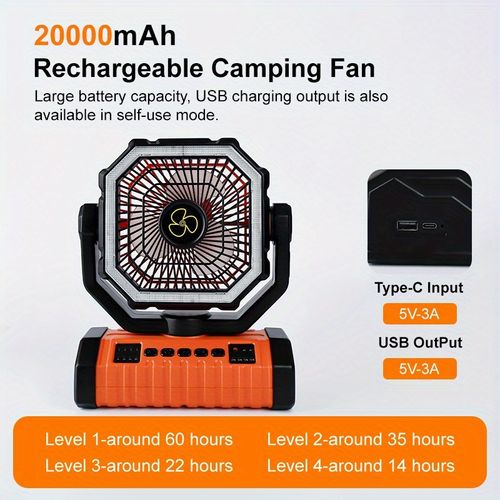 20000mAh Fan Light Power Bank