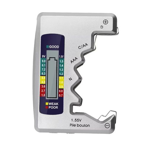 Digital Battery Tester with LCD Display for AA AAA 9V 1.5V Button Cell Battery Capacity Check and Capacitance Diagnostic Tool