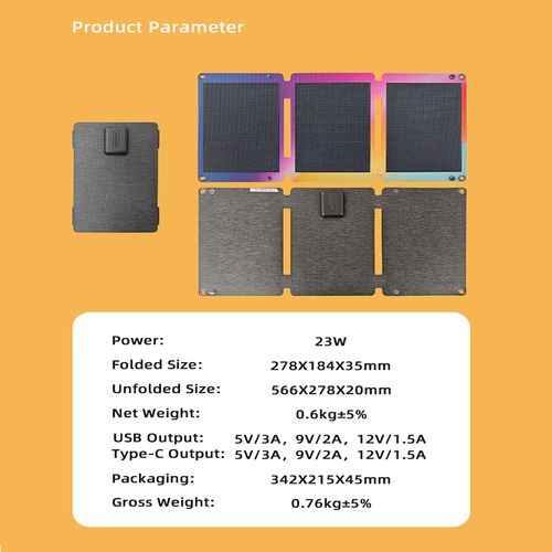 Portable 23W Foldable Dual Output Solar Cherge Panel