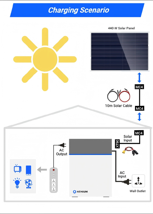 HITHIUM 1kWh Power Station - Solar charge + Power for TV Fan Wifi