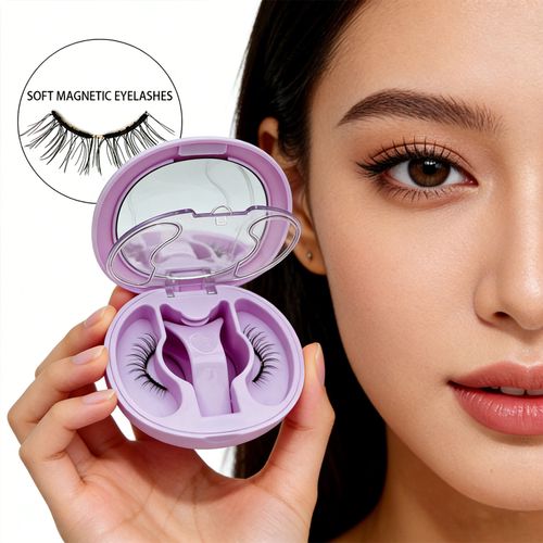 Natural Soft Magnetic Eyelashes Kit Reusable Magnetic False Eyelash Set No Glue Needed Magnet Lashes with Applicator Magnetic