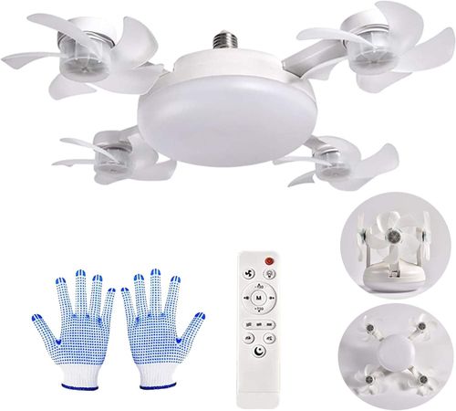 Led Bulb Fan Light 2 in 1 Ceiling Fan Light Pendant Lamp for Living Room Bedroom