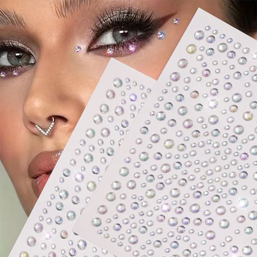 3D Crystal Diamond Face Stickers – Colorful, DIY Party Glam