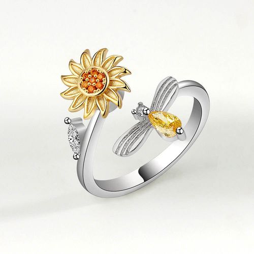 Adjustable Sunflower Rotation Ring – Unique Design