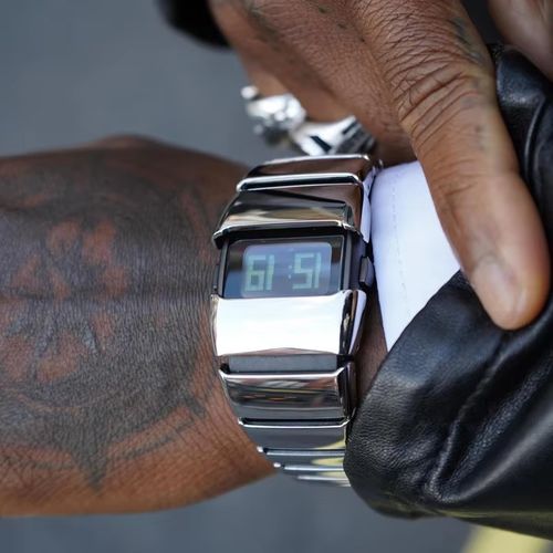 Men's Punk Style Digital LED Metal Electronic Watch Fashionable Water-Resistant Computron Alarm Sport Type