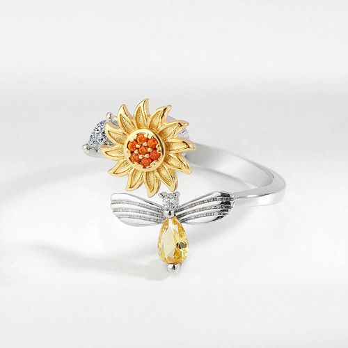 Adjustable Sunflower Rotation Ring – Unique Design