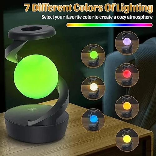 Muiltifunctional Rotatory Floating Lamp, Table Lamp Desk Lamp with Wireless Charging, Phone Charger, Bedside Lamp Nightstand Lamp with Changeable Colorful Night Lights Atmosphere Lights, Home Decor Lights, Party Decor Lights