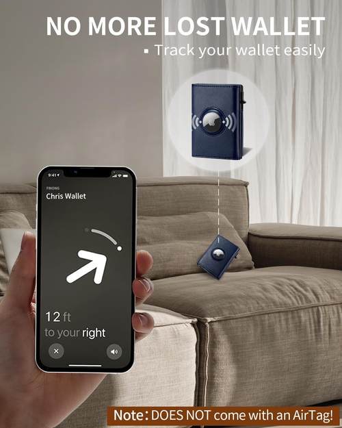 Mens Aluminum Alloy Auto-Pop Card Case Anti-Theft RFID Card Holder with Wallet Tracker Slot