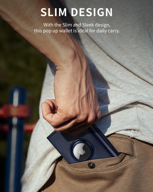 Mens Aluminum Alloy Auto-Pop Card Case Anti-Theft RFID Card Holder with Wallet Tracker Slot