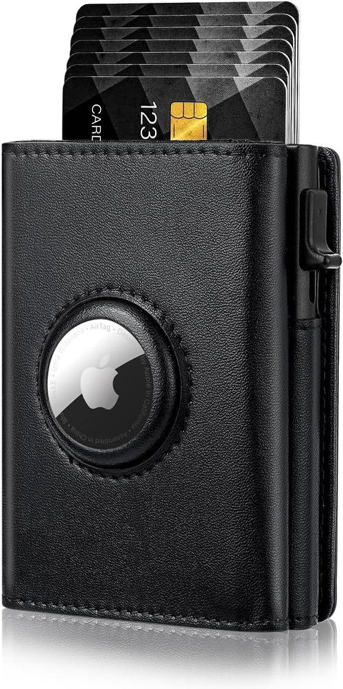 Mens Aluminum Alloy Auto-Pop Card Case Anti-Theft RFID Card Holder with Wallet Tracker Slot