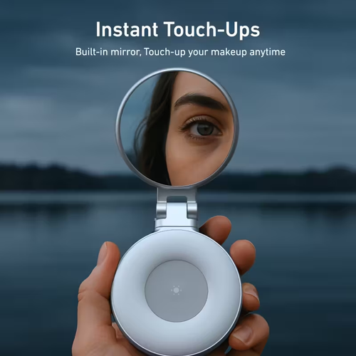 Magnetic beauty fill light for mobile phones, three-color temperature portable selfie mirror, rotating and stretchable pocket light