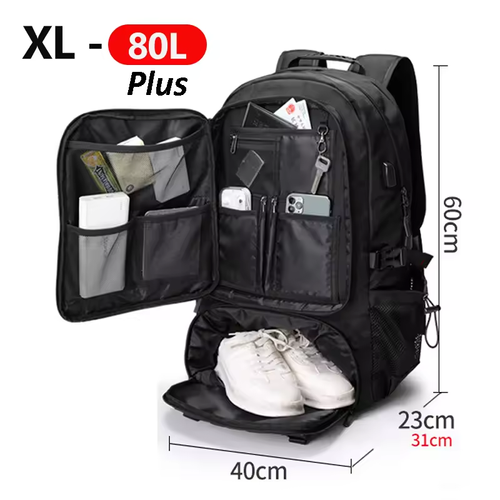 Latest 80L large capacity USB men's travel bag business trip boarding backpack outdoor sports luggage bag canvas backpack shoulder bag travel camping bag