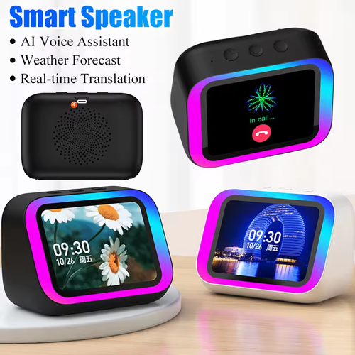 Smart speaker alarm clock portable Bluetooth speaker with RGB lighting home speaker