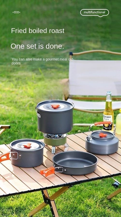 Hot-selling four-piece aluminum alloy camping cookware set, outdoor cooking equipment set