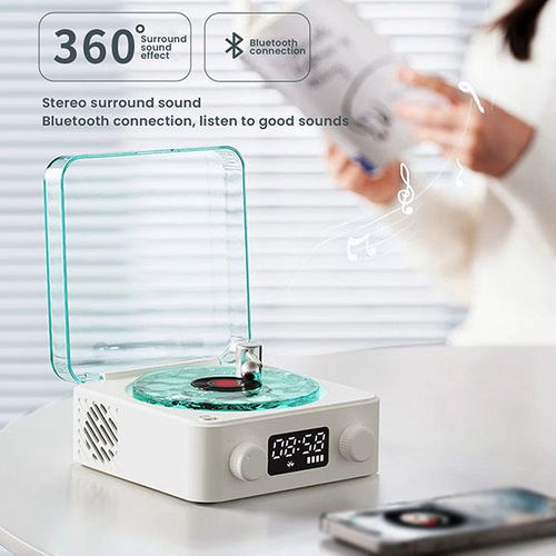 New Retro Turntable Mini Speaker Wireless BT 5.0 Vinyl Record Player Stereo Sound With White Noise RGB Lamp CD Player Gift