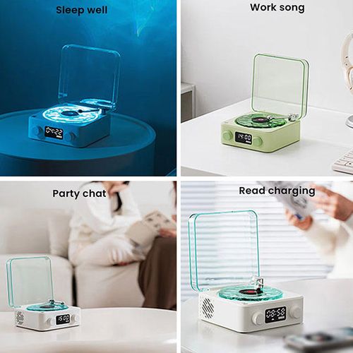New Retro Turntable Mini Speaker Wireless BT 5.0 Vinyl Record Player Stereo Sound With White Noise RGB Lamp CD Player Gift