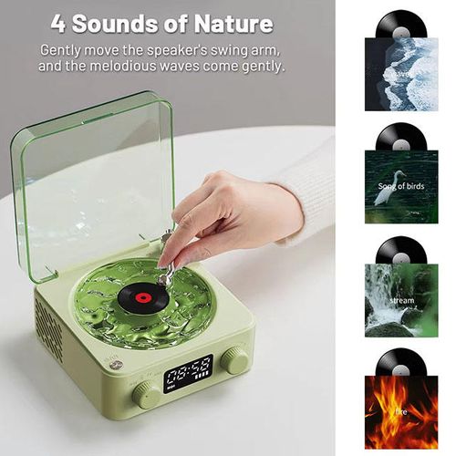 New Retro Turntable Mini Speaker Wireless BT 5.0 Vinyl Record Player Stereo Sound With White Noise RGB Lamp CD Player Gift
