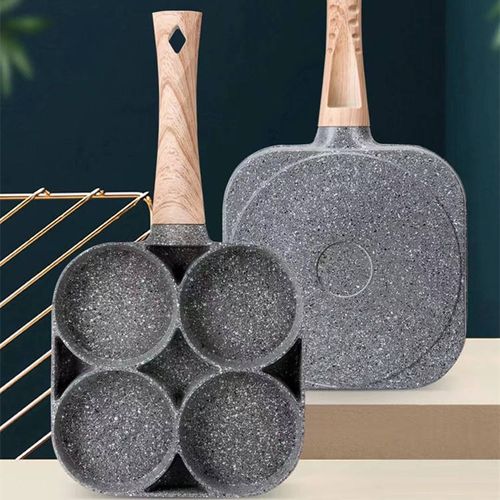 Hot Sale 4 Hole Non-Stick Egg Frying Pan Maifan Stone Aluminum Alloy for Breakfast Pancake Compatible With Gas Induction Cooker