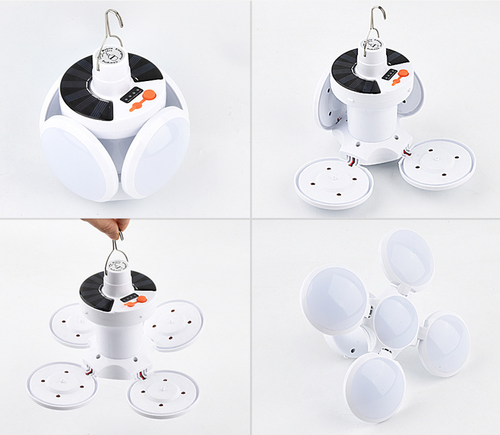 New Football Shape Deformable Night Light Portable USB Solar Rechargeable LED Camping Lamp