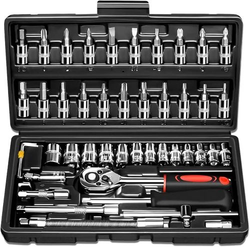 46 Pcs Multi-Functional Car Repair Tool Kit Set Auto Repair Tools Including Socket Wrench Screwdriver Mechanical Repair Wrench