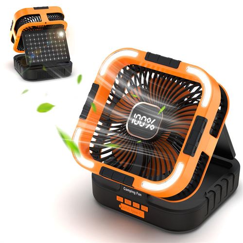 10000mAh High Capacity Portable LED Camping Light Solar Fan Lightweight Hurricane Emergency Design Outdoor Ventilation Battery