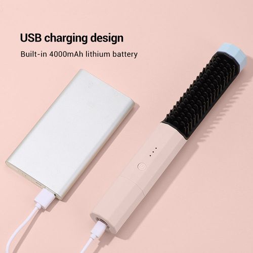 Berserk USB Rechargeable Hot Comb Cordless Heated Hair Straightener Brush
