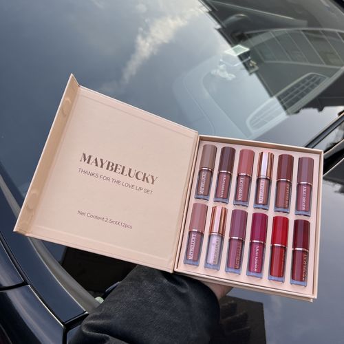 Conjunto de brilho labial perolado flash fino 12 cores LIP GLOSS conjunto de longa duração impermeável copo antiaderente matte batom