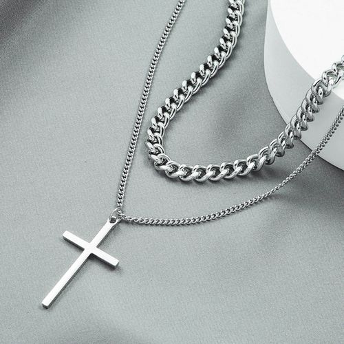 Cross Double Layer Stackable Necklace