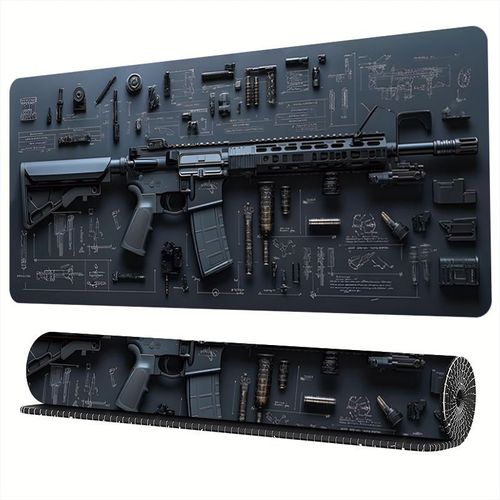 Creative 3D Mouse Pad: Gun Disassembly Diagram, Lifelike Effect, Exquisite Workmanship, Natural Rubber Material, Anti-slip and Wear-resistant