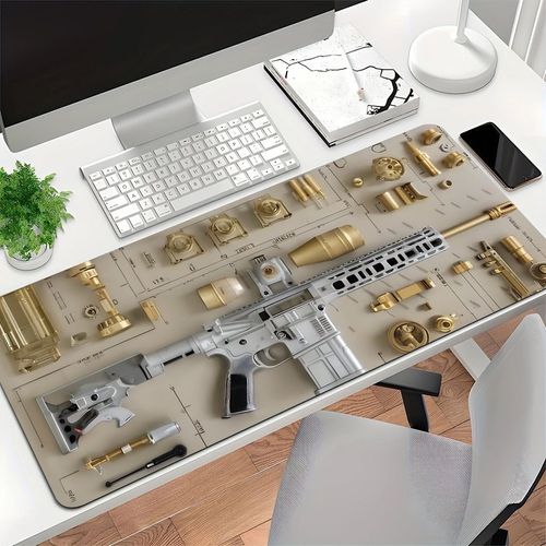 Gun Parts Assembly Large Mouse Pad XXL Desk Mat Non-Slip Rubber Base Gaming Keyboard and Mouse Stitched Edges for Home and Game
