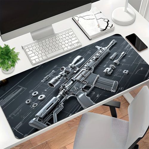 Gun Parts Assembly Large Mouse Pad XXL Desk Mat Non-Slip Rubber Base Gaming Keyboard and Mouse Stitched Edges for Home and Game