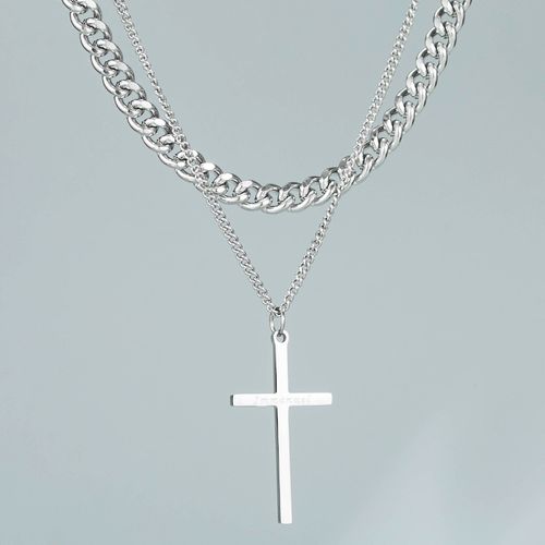 Cross Double Layer Stackable Necklace