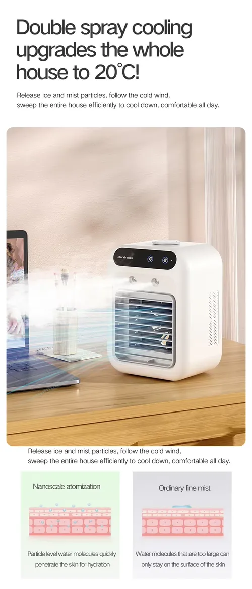⏰Desk Spray Fan Rechargeable Evaporative Air Cooler Personal Humidifier Portable Air Conditioner Fan