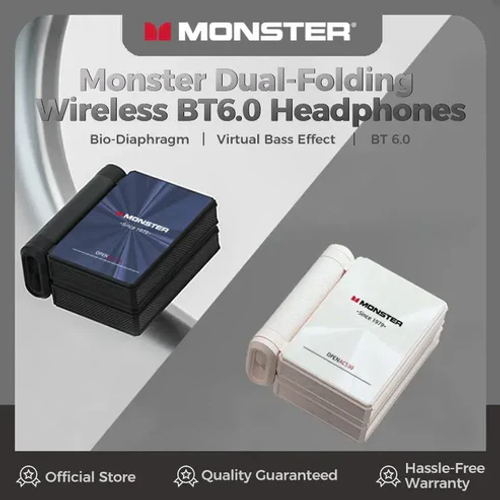 Monster Ear Buds - Headphones Bluetooth with Dual-Fold Design, Noise Isolation - 145H Playtime Wireless Earbuds Bluetooth 6.0, IPX5 Waterproof & Sweatproof Wireless Headphones, Headset Ideal Traveli