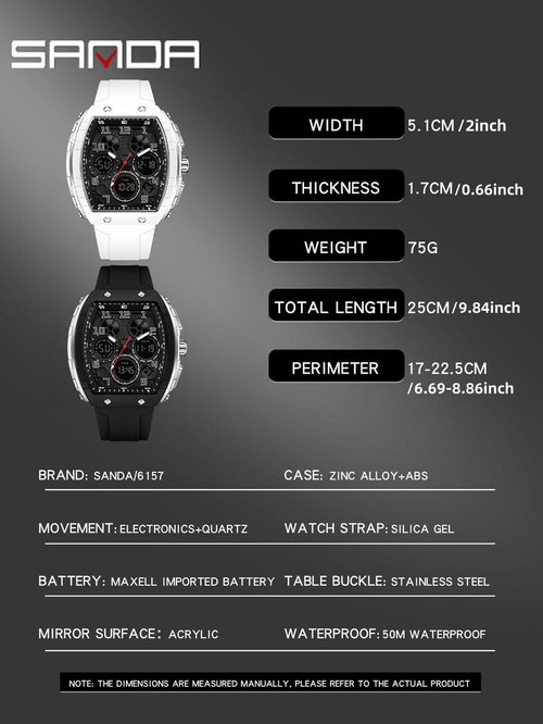Men's Fashion Digital Analog Watch, Casual Sporty Quartz Digital Watch with Luminous Dial & Alarm Function, Waterproof Watch with Digital Display for Men with Box