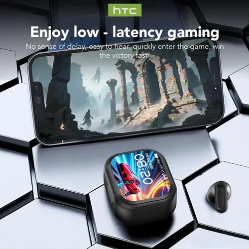 HTC NE20 Bluetooth 6.0 Earphones LED Display High Fidelity Waterproof Wireless Earphones | Suitable for Office, Sports, Study and Audio Calls | Built-in Microphone | Earphones