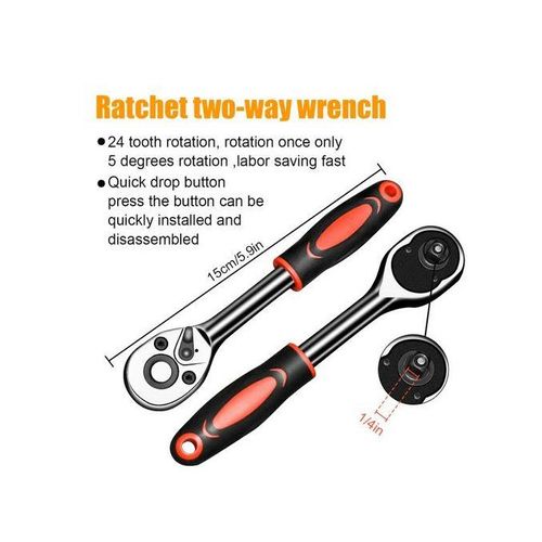 Mythco 46Pcs Socket Wrench Set - Auto Repair Tool Kit Black