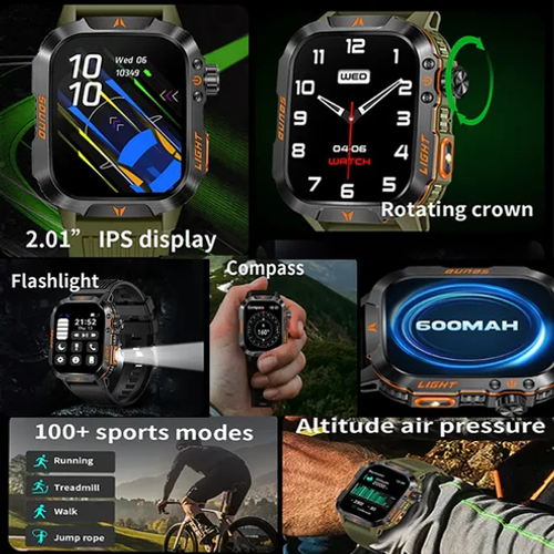 Multi-functional Smart Watch with Flashlight Compass, Fashionable Digital Watch with Heart Rate Monitoring & Sleep Tracking, Sports Watch with Multiple Sports Modes for Women & Men