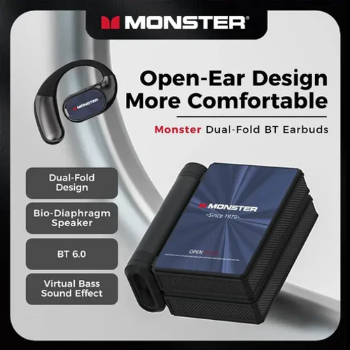 Monster Ear Buds - Headphones Bluetooth with Dual-Fold Design, Noise Isolation - 145H Playtime Wireless Earbuds Bluetooth 6.0, IPX5 Waterproof & Sweatproof Wireless Headphones, Headset Ideal Traveli