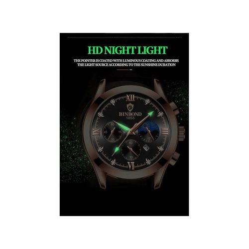 BINBOND Men's Watch Fashion Waterproof Sport Quartz Business Watch   Gold silver