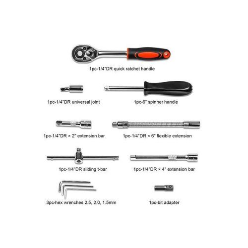 Mythco 46Pcs Socket Wrench Set - Auto Repair Tool Kit Black